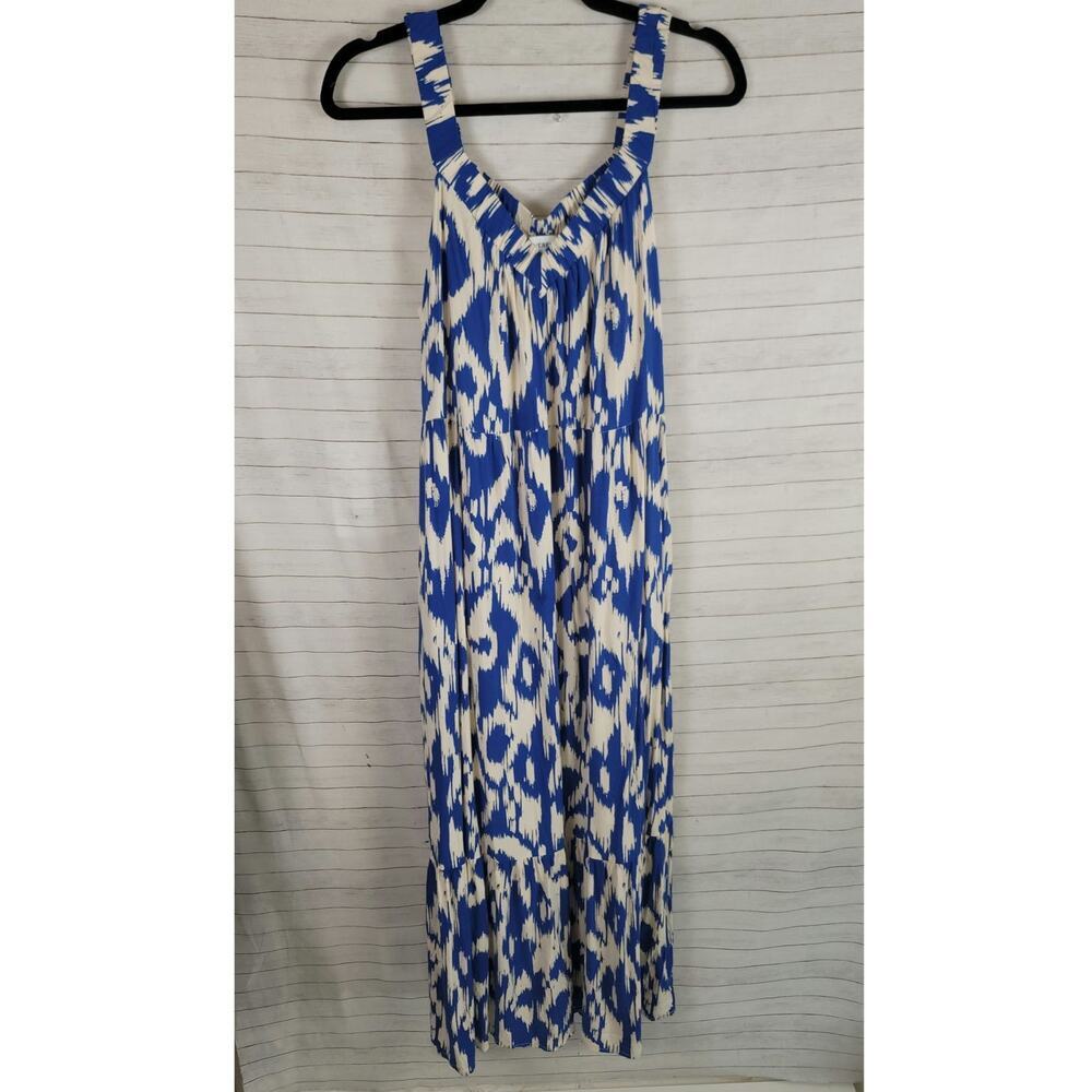 Evereve Blue and White Printed Maxi Dress